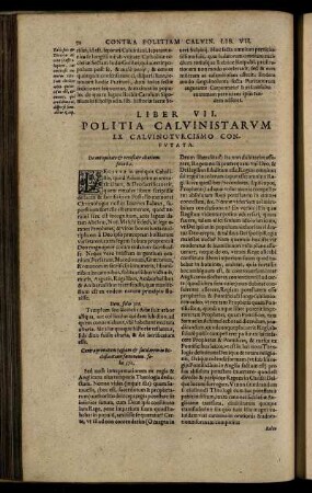 Liber VII. / Politia Calvinistarum Ex Calvinoturcismo Confutata