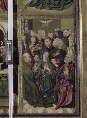 Sippenaltar — Altar im geöffneten Zustand — Szenen aus dem Marienleben — Ausgießung des Heiligen Geistes