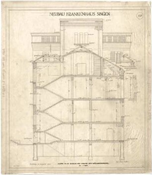 Billing, Hermann; Singen; Krankenhaus - Wöchnerinnenflügel, Treppe (Schnitt)