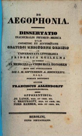 De aegophonia : Dissertatio inauguralis physico-medica