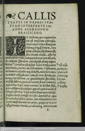Callistratus In Orphei Statuam