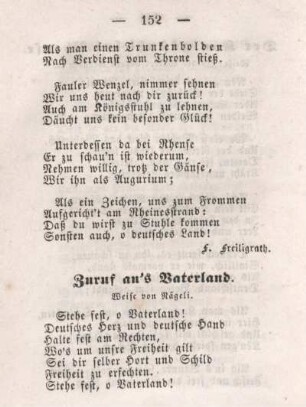 Zuruf an's Vaterland