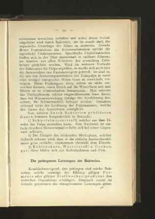 Die pathogenen Leistungen der Bakterien.