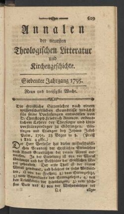 Neun und dreißigste Woche