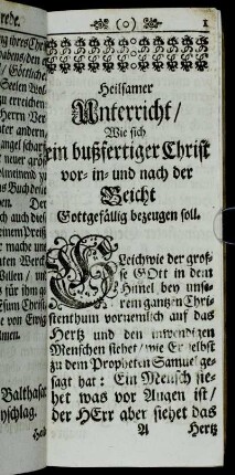 Heilsamer Unterricht, wie sich ein bußfertiger Christ vor- in- und nach der Beicht Gottgefällig bezeugen soll