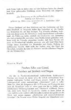 Paschen Edler von Cossel, Gutsherr auf Jersbek und Stegen