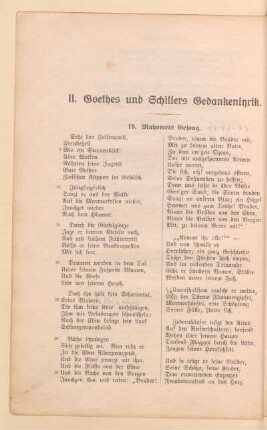 II. Goethes und Schillers Gedankenlyrik
