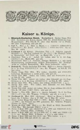Kaiser u. Könige (Nr. 1-255)