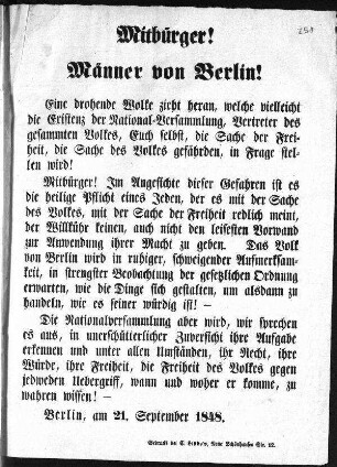 Mitbürger! Männer von Berlin! (Sammlung Friedlaender)