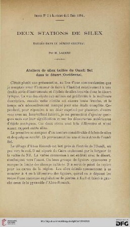 Deux stations de Silex: taillés dans le désert oriental