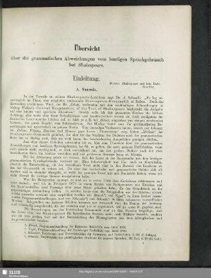 Übersicht über die grammatischen Abweichungen vom heutigen Sprachgebrauch bei Shakespeare T. 1