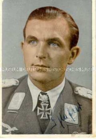 Autogrammpostkarte von Ritterkreuzträgern des Zweiten Weltkriegs: Major Ihlefeld