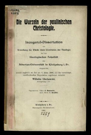 Die Wurzeln der paulinischen Christologie