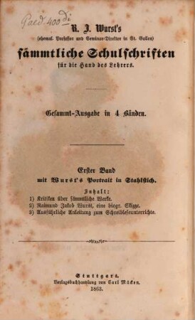 R. J. Wurst's sämmtliche Schulschriften für die Hand des Lehrers : Gesammt-Ausg. in 4 Bänden, 1
