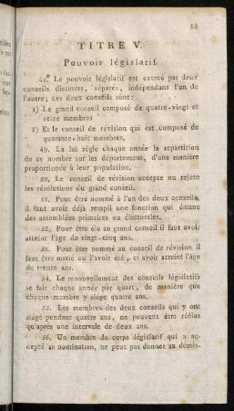 13-17, Titre V