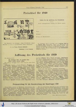 Preisverteilung für die Beantwortung der Rundfragen 1939.