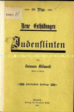 Antisemtische verleumderische Schrift gegen die Gewehrfabrik Ludwig Loewe & Co.