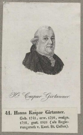 Bildnis des H. Caspar Girtanner