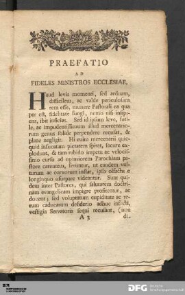 Praefatio Ad Fideles Ministros Ecclesiae.