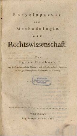 Encyclopaedie und Methodologie der Rechtswissenschaft