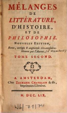 Mélanges De Littérature, D'Histoire Et De Philosophie, 2