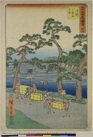 Shōno: Hügelgräber der Kofun-Zeit in Shiratori, Blatt 46 aus der Serie: Bilder der 53 Stationen des Tōkaidō