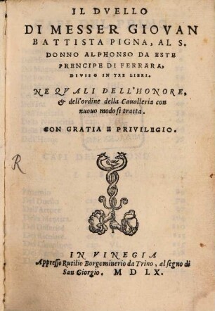 Il Duello di Pigna : diviso in 3 libri