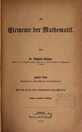 Die Elemente der Mathematik, 2. Planimetrie, Stereometrie, Trigonometrie