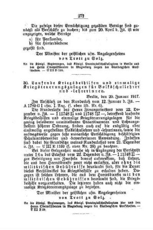 Laufende Kriegbeihilfen und einmalige Kriegsteuerungszulagen für Volksschullehrer und -lehrerinnen : [F. Öffentliches Volksschulwesen]