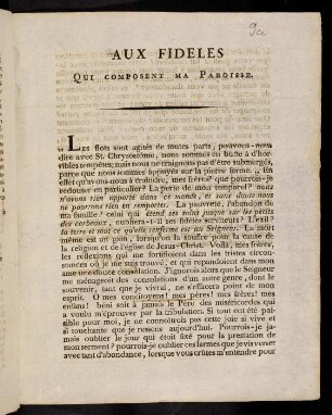 Aux Fideles Qui Composent Ma Paroisse