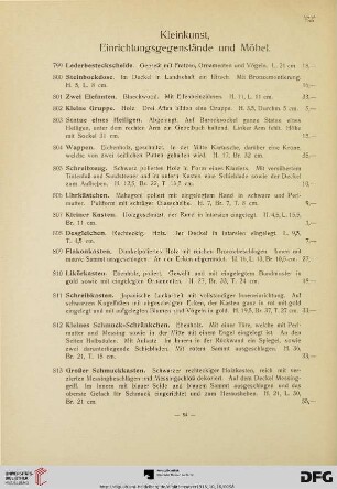 Kleinkunst, Einrichtungsgegenstände und Möbel (Nr. 799-887)