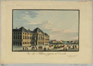 Das Japanische Palais und die Torhäuser des ehem. Leipziger Tores (Weißes Tor) am Palaisplatz in Dresden, Blick nach Nordwesten