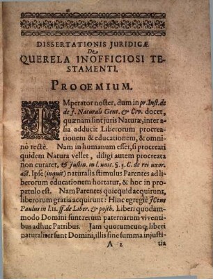 De querela inofficiosi testamenti, dissertatio iuridica