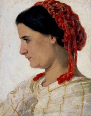Angela Böcklin mit rotem Haarnetz