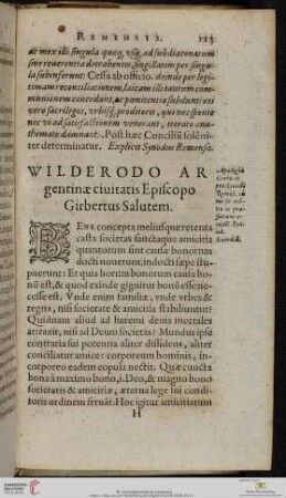Wilderodo Argentinae ciuitatis Episcopo Girbertus Salutem