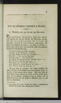 1.) Vorfeiern vom 15. bis mit 19. September