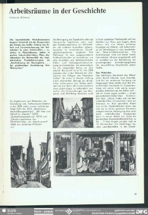 Arbeitsräume in der Geschichte