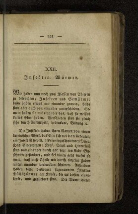 XXII. Insekten. Würmer.