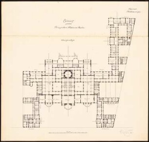 Prinzliches Palais Schinkelwettbewerb 1901: Grundriss 1.OG
