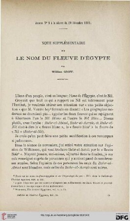 3.Ser. 4.1893: Note supplémentaire sur le nom du fleuve d'Égypte