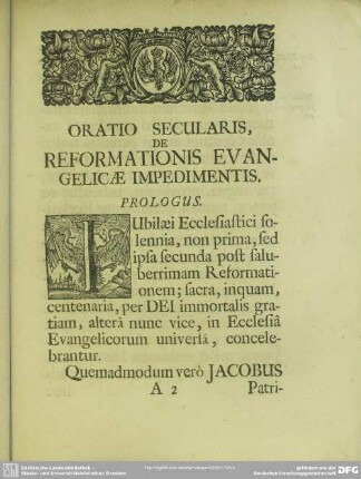 Oratio Secularis, De Reformationis Evangelicae Impedimentis