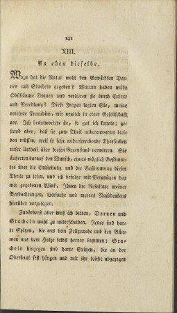 XIII. An eben dieselbe.