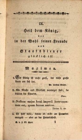 Die Sibylle der Zeit aus der Vorzeit oder politische Grundsätze durch die Geschichte bewähret : nebst einer Abhandlung über die politische Divination, 3
