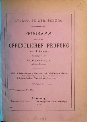 Programm : des Schuljahres ..., 1878/79