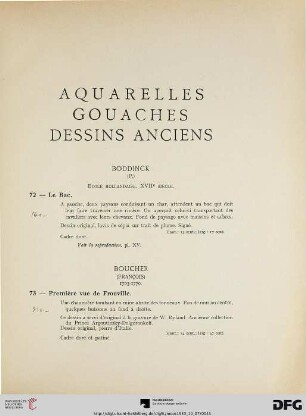 Aquarelles – Gouaches – Dessins anciens (Nr. 72-83) avec planches XV-XVI