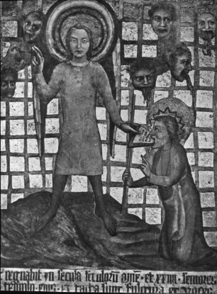 Karlštejn / Karlstein (Tschechien), Burg Karlštejn, Marienkapelle, Fresko: Apokalypse (Detail); Meister Theoderich u. Werkstatt