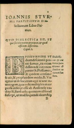 Ioannis Sturmii Partitionum Dialecticarum Liber Primus.