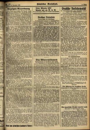 Zweite Ausgabe vom Dienstag, den 28. November 1933.