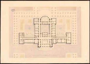 Kollegiengebäude der Kaiser-Wilhelm-Universität Straßburg Wettbewerb: Grundriss EG 1:200
