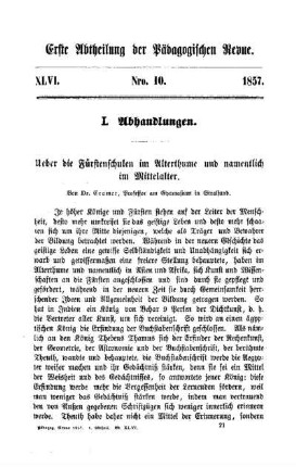 Ueber die Fürstenschulen im Alterthume und namentlich im Mittelalter